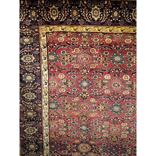 Antique Persian Mahal Sultanabad Rug, Hand-Knotted Wool, Geometric Pattern, 11x13, Red & Navy For Sale - Image 14 of 18