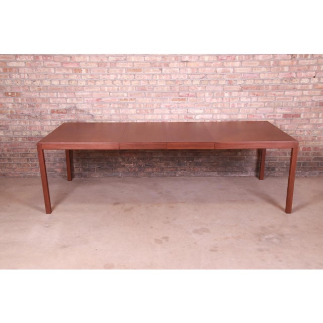 John Stuart Mid-Century Modern Walnut Extension Dining Table, Newly Refinished For Sale - Image 13 of 13