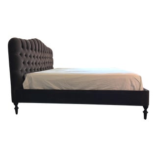 Cisco Brothers King-Size Velvet Bed Frame With a Tufted Headboard For Sale