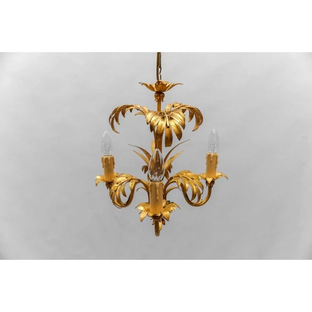 Hollywood Regency Palm Ceiling Lamp by Hans Kögl, Germany, 1970s For Sale - Image 4 of 8
