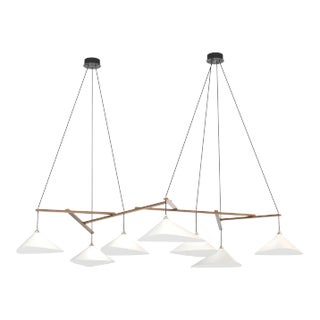 Monumental Daniel Becker 'Emily 7' Chandelier in White and Oak for Moss Objects For Sale