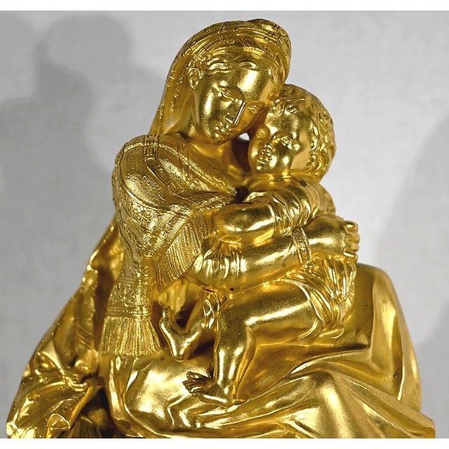 Early 19th Century Golden Bronze Pendulum the Virgin with the Chair For Sale - Image 6 of 18