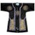 A black silk robe with three medallions of five-clawed dragons and thousands of ocean waves borders, all done in a...