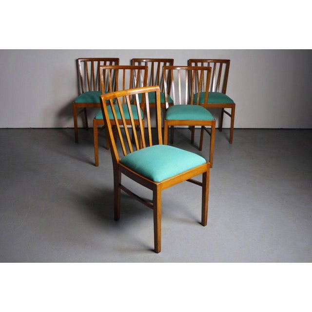 Mid-Century Walnut Slat Back Dining Chairs - Set of 6 For Sale - Image 5 of 5