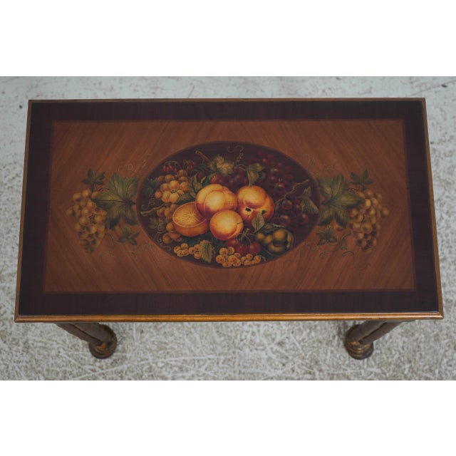 Traditional Paint Decorated Faux Bamboo Floral Painted Occasional Table For Sale - Image 3 of 13
