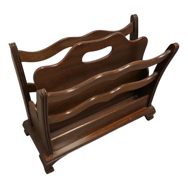 Walnut Canterbury Magazine Rack, 1950s For Sale