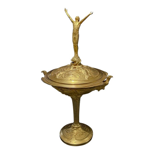 "Triumphant Man," Gilded Bronze Trophy Cup, France For Sale