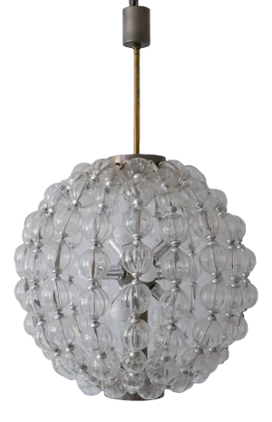 Large Mid-Century German 13-Light Glass Sputnik Chandelier from VEB Leuchtenbau Leipzig, 1960s