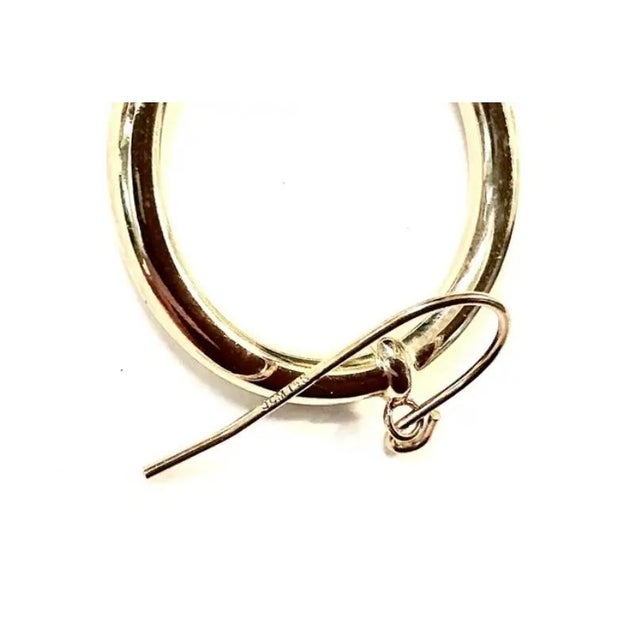 Vintage 14k Gold Dangle Hoop Earrings For Sale - Image 4 of 6