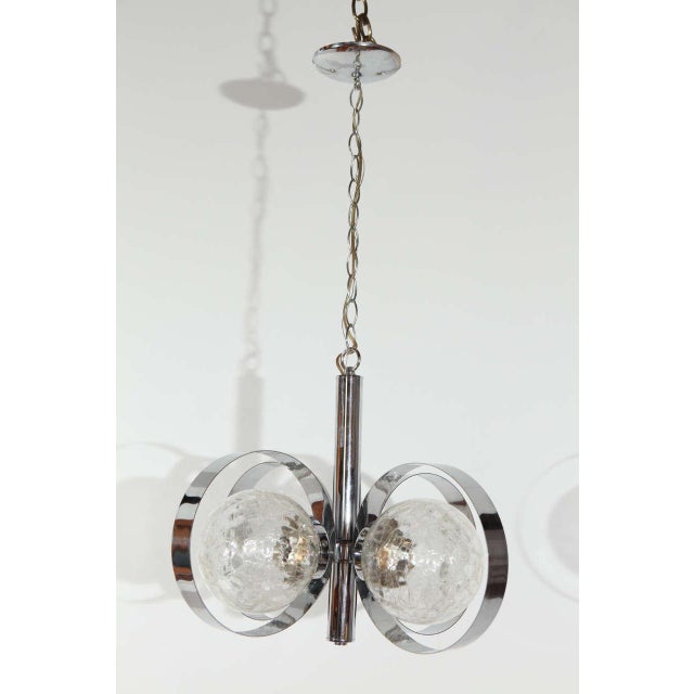 1960s Chrome & 4 Round Crackle Glass Globes Chandelier For Sale - Image 10 of 10