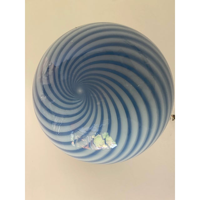 Metal Contemporary Blue and White Sphere Pendant in Murano Glass For Sale - Image 7 of 9