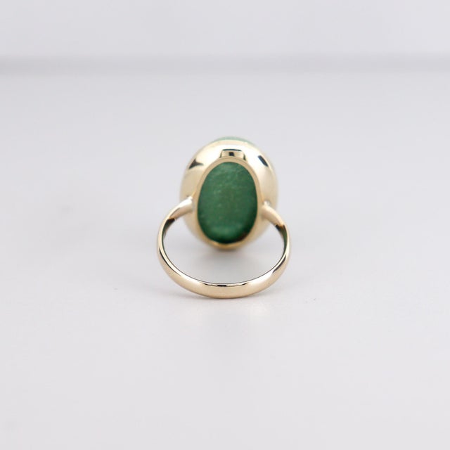 Signed Vintage Southwestern 14k Gold & Royston Turquoise Cabochon Cocktail Ring For Sale - Image 10 of 16