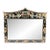 Monumental Vintage Chinoiserie Black Lacquer Soapstone Carved Pagoda Regency Rectangular Mirror For Sale