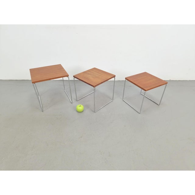 Vintage Chrome and Teak Nesting Tables by Brabantia, 1960s, Set of 3, in Good conditions. Designed 1960 to 1969 I have...