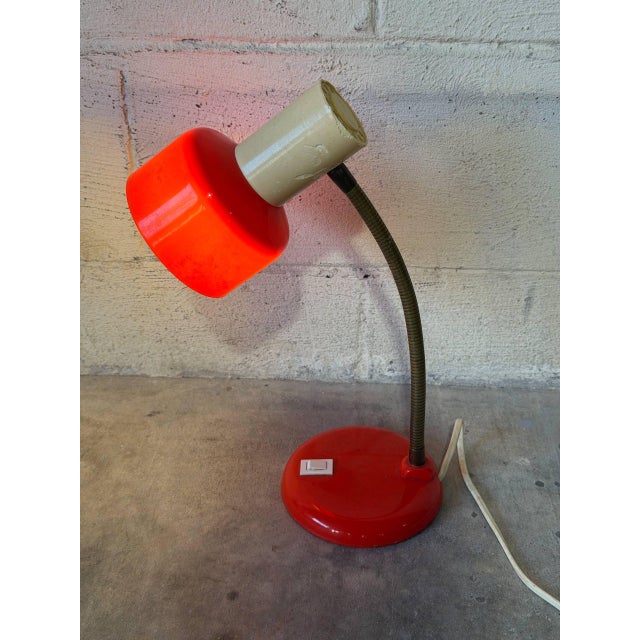Red Gooseneck Table Lamp With Adjustable Shade Space Age Mid-Century Modern 1970s For Sale - Image 10 of 10