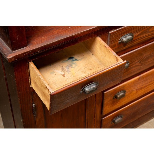 Early 20th Century Oxblood-Stained Step-Back Kitchen Hutch For Sale - Image 12 of 18
