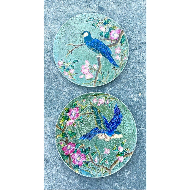Vintage Shutz Chiil Glazed Ceramic Wall Plates - Set of 2 For Sale - Image 4 of 12