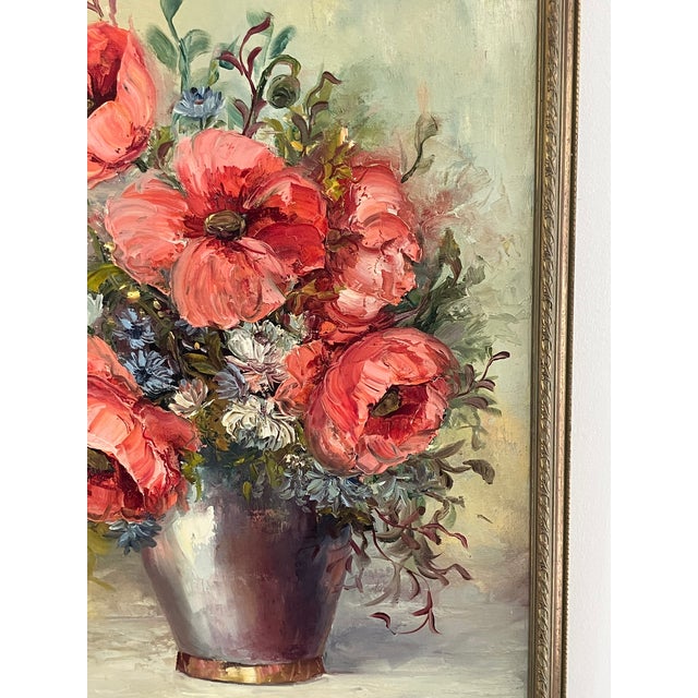 Vintage Floral Still Life Painting by Leavern Grubbs (1978) For Sale In Orlando - Image 6 of 12