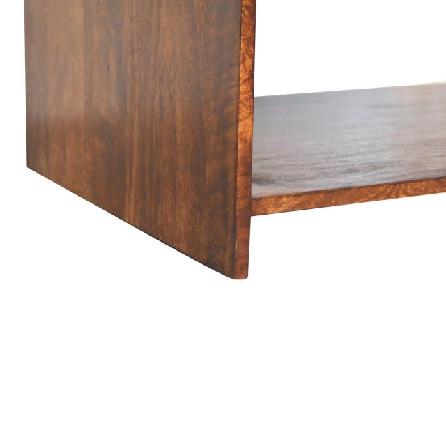 2020s Chestnut-Finish Mango Wood Curved Slim Coffee Table For Sale - Image 5 of 8