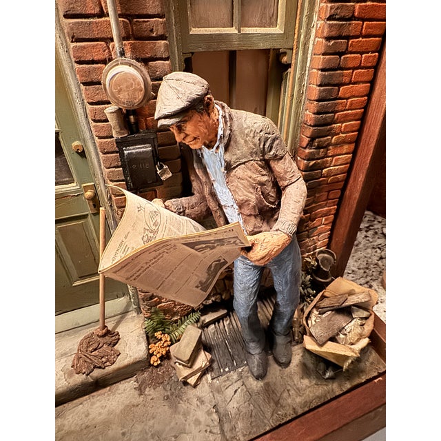 1990s Vintage Michael Garman Illuminated Cityscape Sculpture, “Door Window – Jack and Judi’s Ristorante” For Sale - Image 5 of 14