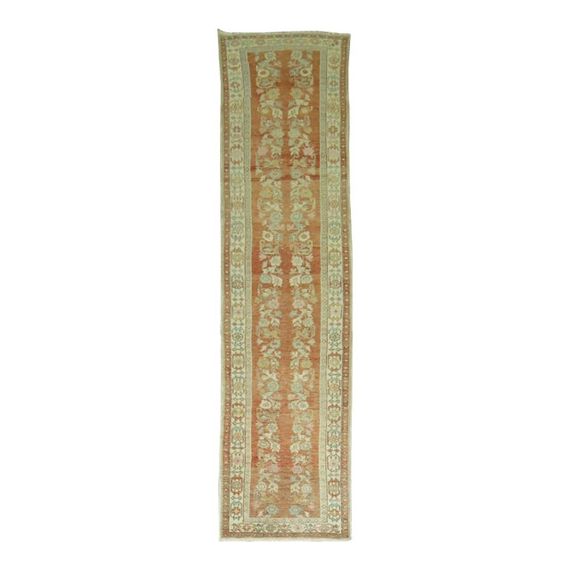 Antique Orange Turkish Floral Runner - 2'4" x 11'2" For Sale
