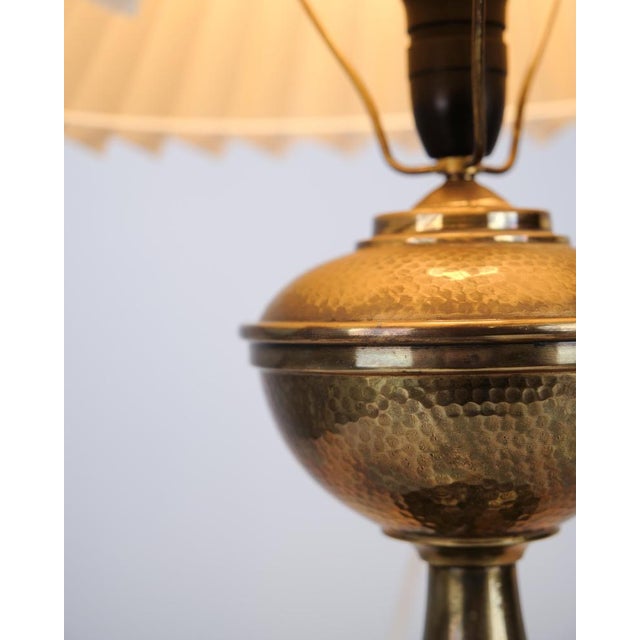 Brass Lamp with White Shade, 1930s For Sale - Image 6 of 10