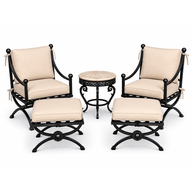 Mid-Century Modern Mykonos Patio Lounge Chairs With Ottomans. For Sale - Image 3 of 4