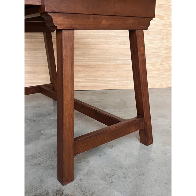 Early 20th Spanisht Walnut Country Farm Desk with Two Drawers For Sale - Image 9 of 18
