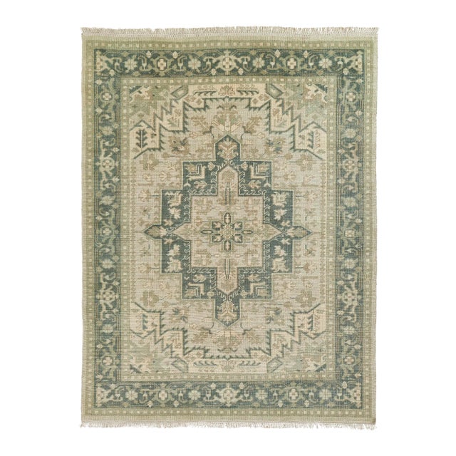 Erin Gates by Momeni Concord Green Hand Knotted Wool Area Rug 8'9" X 11'9" For Sale