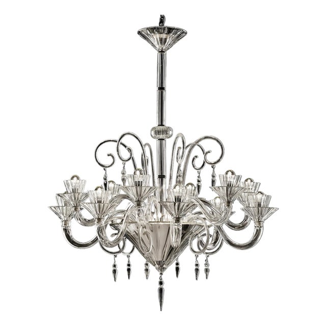 Majestic Imperial Murano Glass Rigadin Chandelier in Crystal Clear by Simoeng for Simoeng For Sale