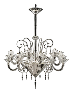 Majestic Imperial Murano Glass Rigadin Chandelier in Crystal Clear by Simoeng for Simoeng