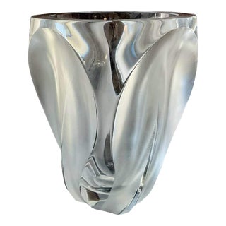 Vintage Lalique Ingrid French Crystal Vase, Signed For Sale