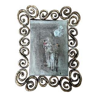 1980’s Small Abstract Expressionist Painting in Funky Frame For Sale