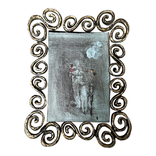 1980’s Small Abstract Expressionist Painting in Funky Frame For Sale
