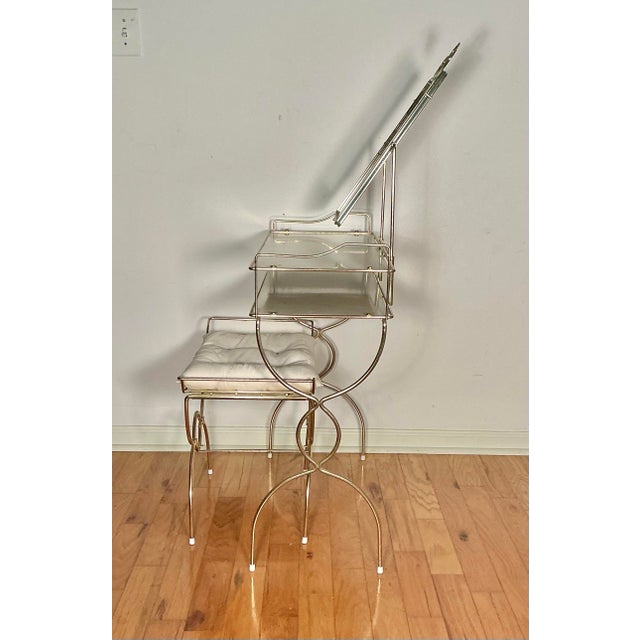 Mid-Century Modern Vintage Hollywood Regency Gold-Toned Makeup Vanity Table Set, Mid-Century Modern, For Sale - Image 3 of 12