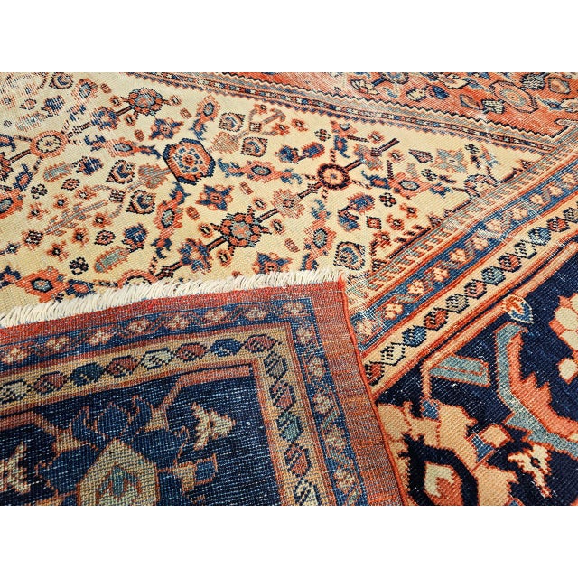 Antique Persian Mahal Sultanabad Rug, Hand-Knotted Wool, Geometric Pattern, 10x13, Brick Red & Ivory For Sale - Image 15 of 16