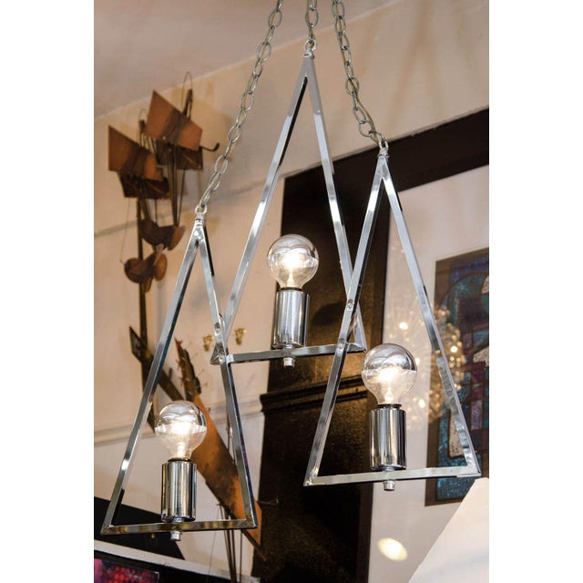 Mid-Century Modern Chrome Chandelier For Sale - Image 4 of 5