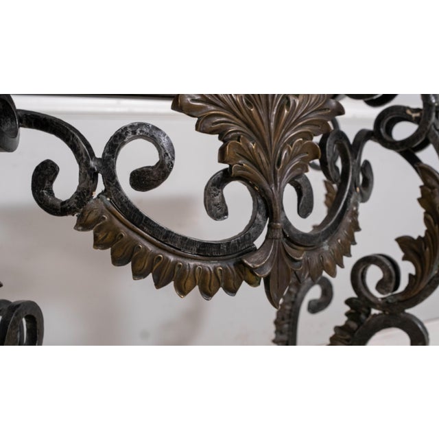 Marble Top Iron & Bronze Base French Console Table For Sale - Image 13 of 17