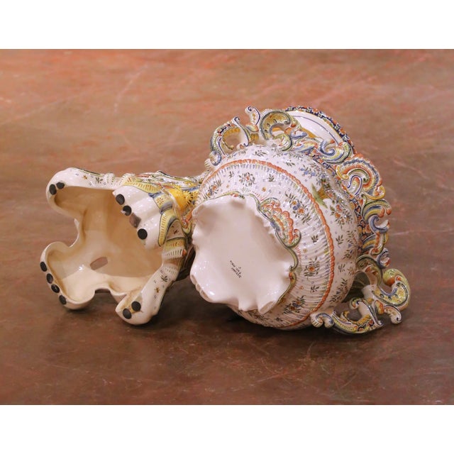 Early 20th Century French Desvres Faience Jardinière on Pedestal For Sale - Image 15 of 16