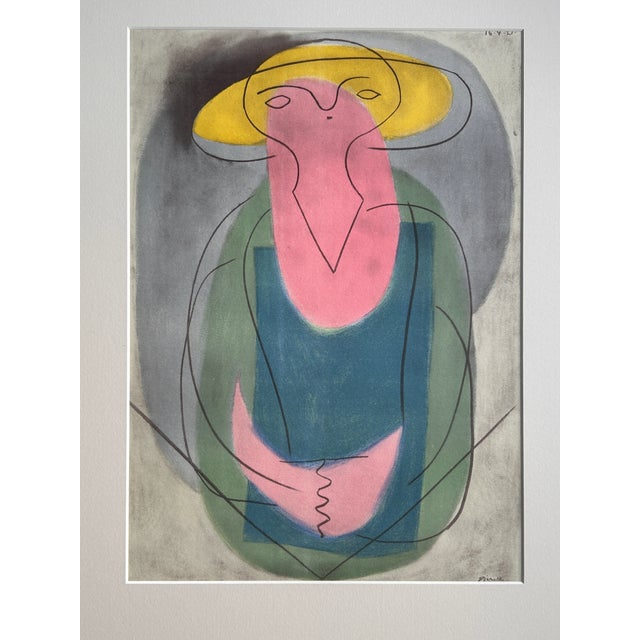 This is an extraordinarily RARE Pablo Picasso collotype with pochoir, titled "Woman with Yellow Hat". This particular...