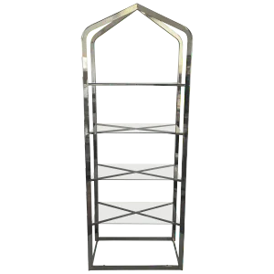 Mid-Century Modern Brass and Glass Pagoda Etagere