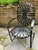 no maker’s mark Francois Carre Cantilever Garden Rocker. black and beautiful antique strap iron garden chair in amazing...