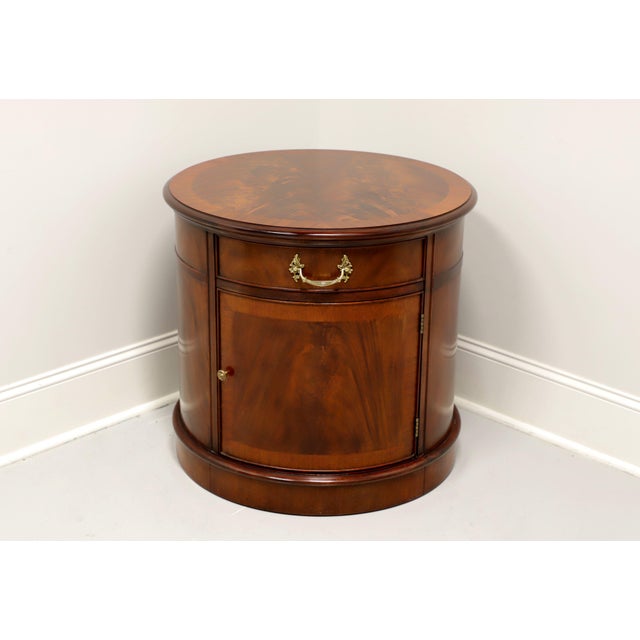 Henkel Harris 5442w Inlaid Flame Mahogany Round Drum Table Chairish