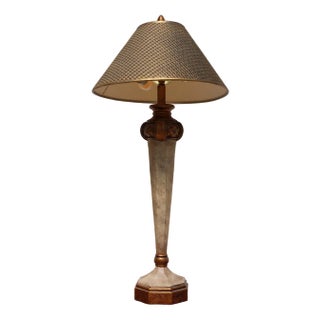 Vintage Stone and Brass Table Lamp by Fine Art Lamps, Hialeah, USA For Sale