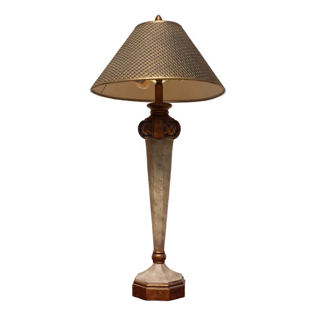 Vintage Stone and Brass Table Lamp by Fine Art Lamps, Hialeah, USA For Sale