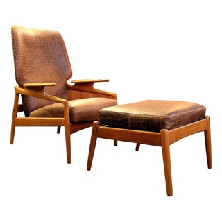 Danish Modern Lounge Chair with Ottoman For Sale