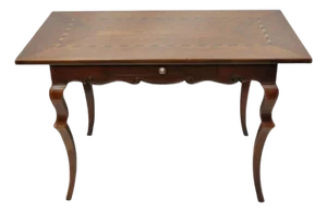 Vintage Baker French Provincial Cherry Wood Inlaid Console Table Writing Desk