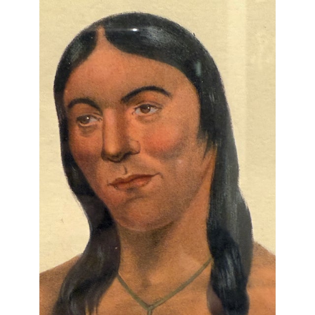 Mid-Century Modern 1860s American Heritage Hand-Colored McKenney & Hall Lithograph of Chippeway Chief For Sale - Image 3 of 12