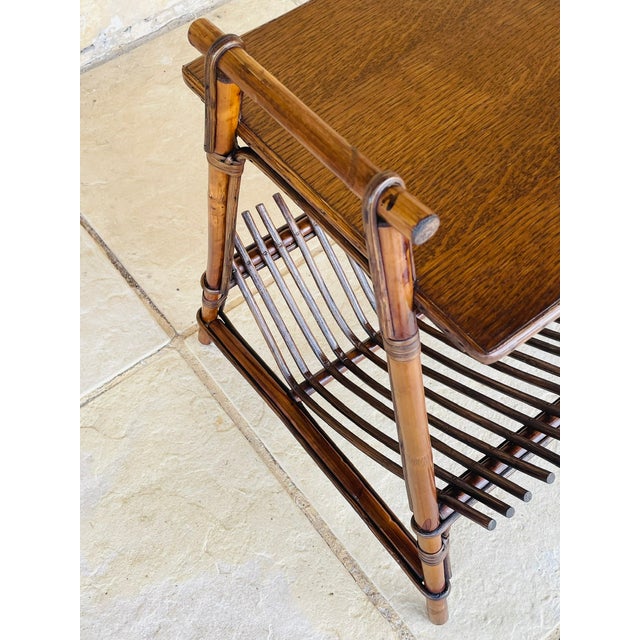 Mid-Century Italian Rattan and Bamboo Side Table, 1960s For Sale - Image 4 of 18