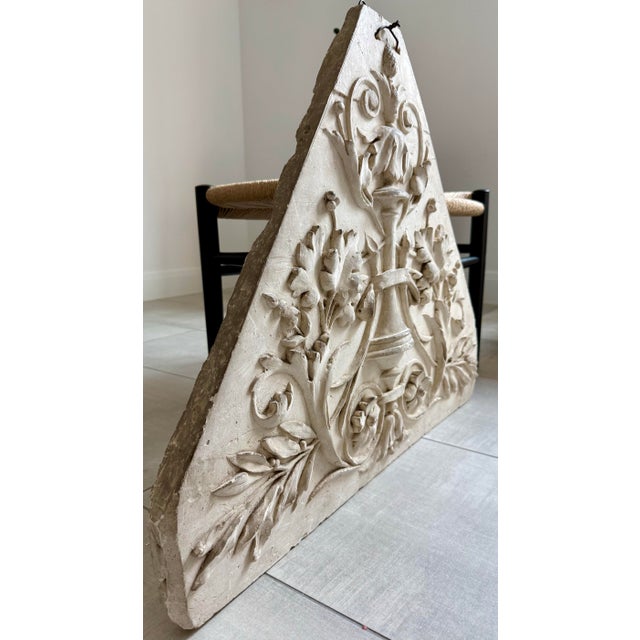 French 1892 Neoclassical French Large Decorative Architectural Bas-Relief Cast Plaster Workshop Sample, High Relief Scrollwork With Acanthus & Olive Leaves For Sale - Image 3 of 12
